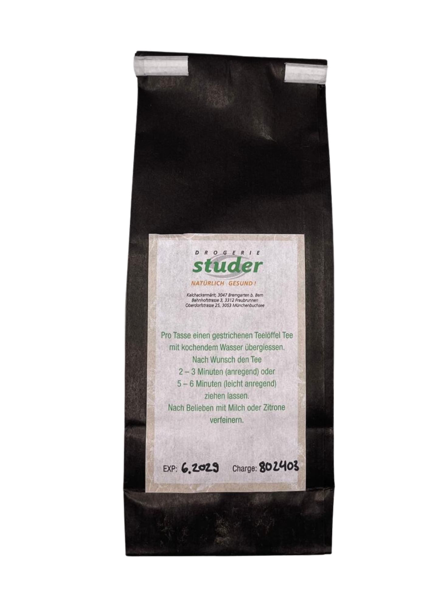 Studer Earl Grey Schwarztee 100g